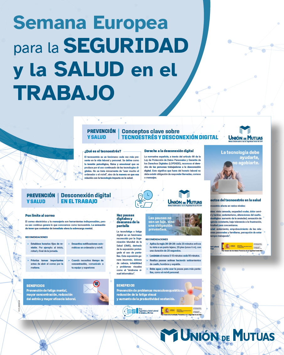 Semana Europea de la Seguridad y Salud en el Trabajo: tecnoestrés y desconexión digital