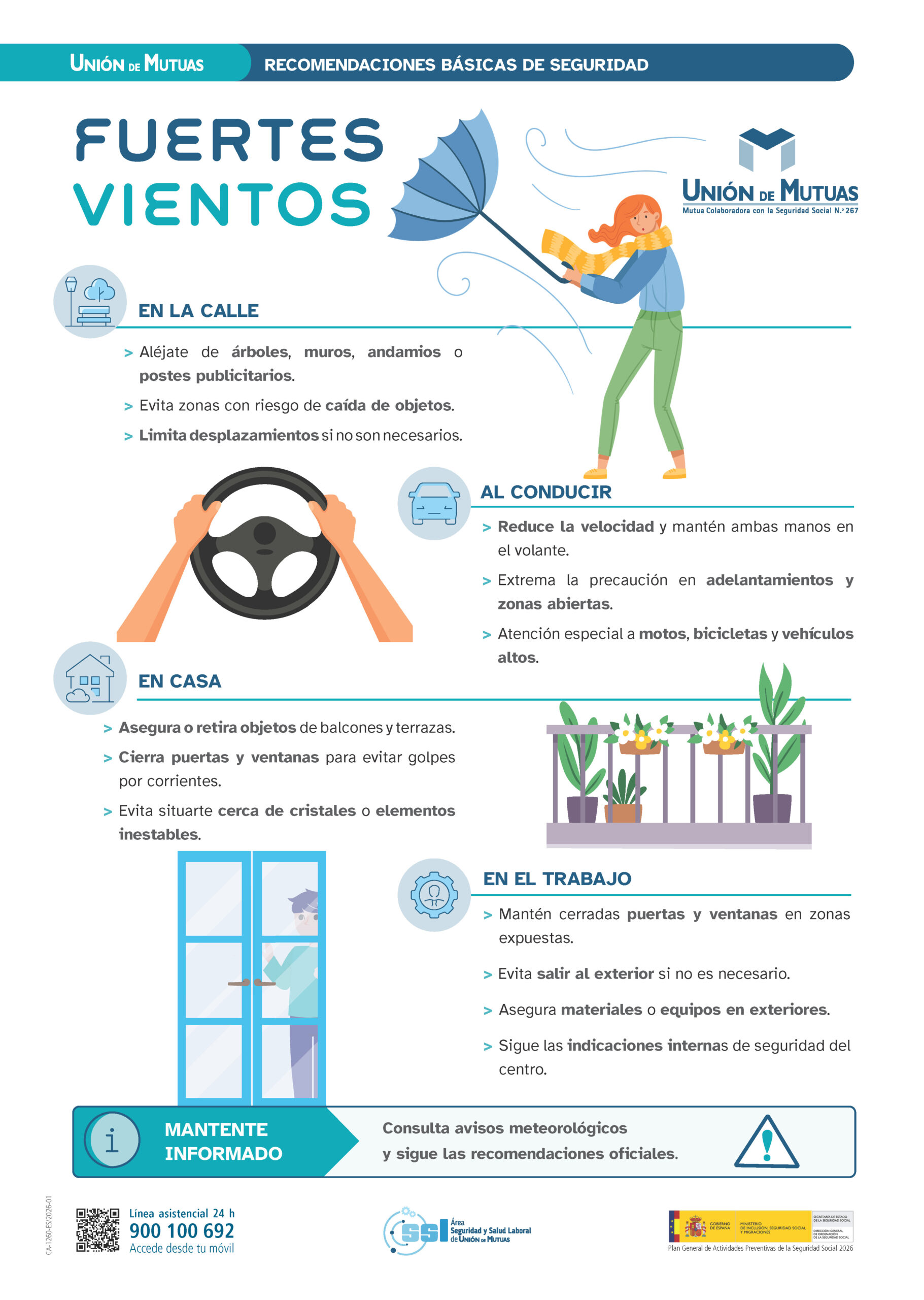 Fuertes vientos. Recomendaciones básicas de seguridad